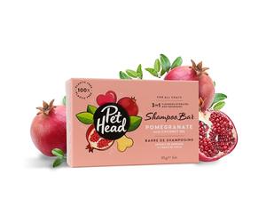 Pet Head Saponetta Shampoo al melograno per cani con l’olio di cocco | Deterge, Idrata e Nutre per un Pelo Soffice e Lucente | Ingredienti Naturali e Vegani | Senza Parabeni o Solfati | 85g