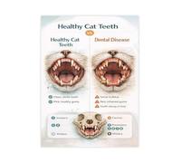 Pet Health Education Poster Feline Dental Chart Cat Teeth Anatomy Veterinary Reference Canvas Wall Art For Clinic Decor(Unframed,12x18inch(30x45cm))
