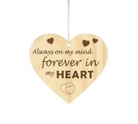 Pet-Jos Targa a forma di cuore "Always In My Mind", regalo in legno per Yor Him For Her San Valentino, con scritta in lingua inglese (lingua italiana non garantita)