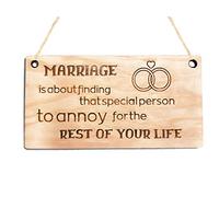 Pet-Jos - Targa in legno con scritta in inglese "Wedding Just Married"