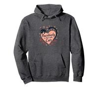 Pet Lover, Design a Forma di Cuore di Gatti, passivamente innamorata dei Gatti Felpa con Cappuccio, Unisex per Adulti, Grigio Scuro, L