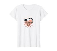 Pet Lover, Design a Forma di Cuore di Gatti, passivamente innamorata dei Gatti Maglietta, Donna, Bianco, L
