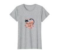Pet Lover, Design a Forma di Cuore di Gatti, passivamente innamorata dei Gatti Maglietta, Donna, Grigio Melange, L