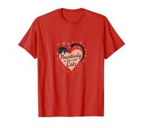 Pet Lover, Design a Forma di Cuore di Gatti, passivamente innamorata dei Gatti Maglietta, Uomo, Rosso, L