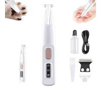 Pet Micro Precision Trimmer, Rechargeable Low Noise Cordless Dog Paw Trimmer with LED Light, Multifunctional Waterproof, for Paws, Ears, Rump, Face, Eyes, Rump (White)