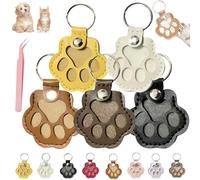 Pet Paw Shaped Leather Keychain, Cute Paw Shaped Pet Memorial Keepsake Keychain, Dog Hair Keychains, Memorial Collection of Cat and Dog Fur (MIXC*5)