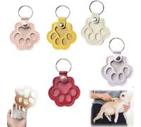 Pet Paw Shaped Leather Keychain Dog Hair Collector Keychain Cute Fur Charm Memorial Storage Box Keepsake Key Ring (5Pcs-A)