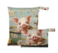 Pet Pig Retro Vasca da bagno prop1 impermeabile Wet Bag 2 Pack Travel Essentials per bambino con manici per piscina