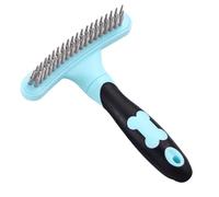 Pet Rake, Grooming Comb for Undercoat, Extra Wide Pet Rake, Double Row Pet Brush, Pet Hair Rake, Dematting Comb for Dogs, Anti-slip Pet Grooming Tool, Undercoat Brush for Pets 15x11cm/5.91x4.33in