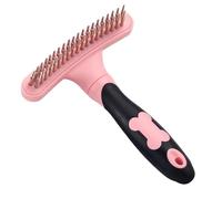 Pet Rake, Grooming Comb for Undercoat, Extra Wide Pet Rake, Double Row Pet Brush, Pet Hair Rake, Dematting Comb for Dogs, Anti-slip Pet Grooming Tool, Undercoat Brush for Pets 15 x 11 cm