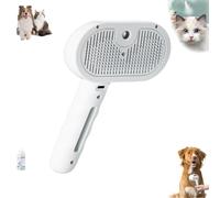 Pet Spray Hair Removal Comb, Spray Grooming Brush Massage Com, Self-Cleaning Pet Grooming Brush for Cats and Dogs, Pet Hair Removal Tool for Removing Tangled and Loose Hair (White)