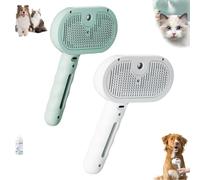 Pet Spray Hair Removal Comb, Spray Grooming Brush Massage Com, Self-Cleaning Pet Grooming Brush for Cats and Dogs, Pet Hair Removal Tool for Removing Tangled and Loose Hair (Green+White)