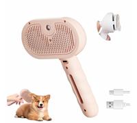 Pet Steam Brush,Pet Spray Hair Removal Comb,Pet Combs Spray Comb with Steamer,3 in 1 Massage Brushes with Handle,Rechargeable Cat Steam Grooming Brush,Defur Comb,with One-Click Release Button (Pink)