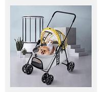 Pet Stroller Passeggino Pieghevole Pet Passeggino Jogger, Carrello Per Animali Domestici Facile Da Piegare Per Cani E Gatti Di Piccola E Media Taglia (Size : Yellow-M)