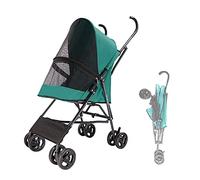 Pet Strollers for Small Dogs, Umbrella Structure Lightweight Pet Stroller for Cats Puppy & Kitten Carrier Breathable Dog Prams Pushchairs for Small Dogs Installation-free Design(Green)