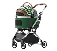 Pet Strollers for Small Mediun Dogs / 2 Cats, Dog Pram Stroller Separable Pet Cat Dog Stroller Pushchair Pet Carrier Trolley Aluminum Bracket Travel Cart Carriage with Rain Cover(Green)