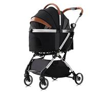 Pet Strollers for Small Mediun Dogs / 2 Cats, Dog Pram Stroller Separable Pet Cat Dog Stroller Pushchair Pet Carrier Trolley Aluminum Bracket Travel Cart Carriage with Rain Cover(Nero)