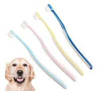 Pet Toothbrush, 4x Teeth Cleaning Brush, Soft Bristles Brushing Kit, Wide Head Oral Care Tool for Dogs and Puppies, Daily Use Pet Oral Hygiene Supplies, Suitable for Home, 6.1x0.59 in
