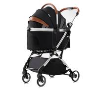 Pet Trolley Pieghevole Carrozzina Per Cani Multifunzionale 3 In 1 In Acciaio E Tessuto Oxford Con Ingressi A Cerniera Finestre A Rete E Trasportino Rimovibile Carico 15 Kg (Color : Black)