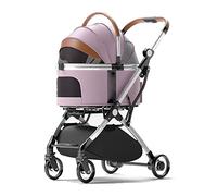 Pet Trolley Pieghevole Carrozzina Per Cani Multifunzionale 3 In 1 In Acciaio E Tessuto Oxford Con Ingressi A Cerniera Finestre A Rete E Trasportino Rimovibile Carico 15 Kg (Color : Pink)