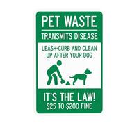 Pet Waste Leash-Curb and Clean Up After Your Dog It's the Law Segnale di avvertimento fine da $25 a $200, Clean Up Dog Poop Security cartelli in metallo per la sicurezza della parete aziendale