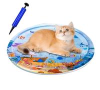 Pet Water Play Mat, Round Inflatable Sensory Pad, 11.81x11.81x0.79 Inches, Leak Proof Scratch Resistant, Interactive Enrichment Toy for Dogs and Cats in Summer, Multicolor