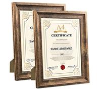 PETAFLOP 2 cornici portafoto formato A4, 21 x 29,7 cm, in stile rustico, per documenti e certificati