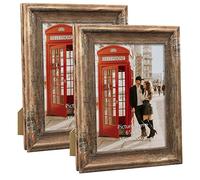 PETAFLOP Set di 2 cornici rustiche da parete e da tavolo, 15 x 20 cm, colore: marrone