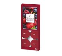 Petali Candles Candele Tealight Profumati e Colorati ai Frutti di Bosco-10 Pezzi-Durata Fino a 4 Ore di Combustione, Cera, Rosso, 10 pz