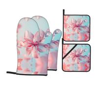 Petali di cristallo volanti stampa cucina cottura 4 pezzi set: forno cottura/griglia/coperchio pentola guanti antiscivolo