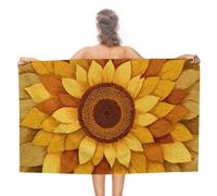Petali di girasole con colore giallo marrone telo mare in microfibra senza sabbia grandi asciugamani da doccia multiuso assorbente per bagno piscina 130 x 80 cm