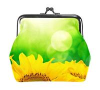 Petali di girasoli gialli Portamonete verde Sunshine Portamonete vintage Pochette con fibbia Kiss-Lock Portamonete con chiusura a scatto Portafogli per donna Ragazza