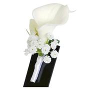 Petali di rosa artificiali in seta, Fiore da polso sposa con fiore di calla artificiale bianco e giglio rosa, perno a fascia(Boutonniere)