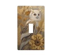 Petali dorati Girasoli Gufo Fantasia Art Light Switch Cover Decorativo Singolo Toggle 1 Gang Piastra da Parete per Cucina Agriturismo Camera da Letto Bagno Arte Decor