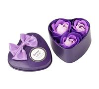 Petalo Profumato Corpo 3 Pezzi Regalo Sapone da Bagno Fiore Cuore Decorazione Rosa Matrimonio Casa Fiori di Plastica Imitazione (Viola, Taglia Unica)