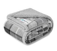 PetAmi Coperta impermeabile per cani di taglia media e grande, coperta per divano, protezione a tenuta stagna, in pile Sherpa, reversibile, morbida, lavabile, 60 x 40 cm, grigio chiaro