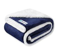 PetAmi Coperta impermeabile per cani di taglia media e grande, coperta per divano, protezione a tenuta stagna, in pile Sherpa, reversibile, morbida, lavabile, 60 x 40 cm, blu navy