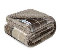 PetAmi Coperta impermeabile per cani di taglia media e grande, coperta protettiva per divano e letto, reversibile, morbida, lavabile, 60 x 40 cm, a quadri, colore: tortora