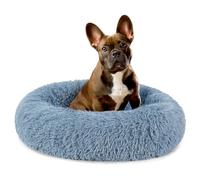 PetAmi Letto calmante per cani e gatti di taglia piccola e media, ciambella rotonda, lavabile, soffice pelliccia sintetica, cuscino per gattini, antiscivolo, adatto fino a 11,3 kg, 58,4 cm, blu
