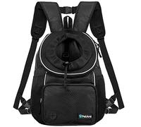 PetAmi Zaino anteriore per cani e gatti, regolabile e ventilato, per escursionismo, campeggio, viaggi, piccola e media, per cani di taglia piccola, media, grande, max 4,5 kg, nero