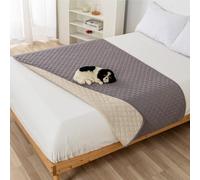 PETCUTE 100% Copertura Impermeabile per Cani,Copridivano Lavabile per Animali Domestici,Antiscivolo,Coperta per Cani e Tappetino per Gatti per Divano, Letto,Coperte Gatto,Grigio chiaro,100 * 127CM