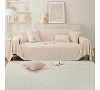 PETCUTE Copridivano Antipolvere Protettivo Reversibile, Coperta Multiuso Grande per Divano, Panca e Letto - Beige, 180*380cm