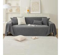 PETCUTE Copridivano Coperta Antipolvere Protettiva, Multiuso Reversibile Copritutto Grande, Ideale per Divano, Panca e Letto, Grigio Scuro, 180 * 380cm