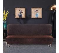 PETCUTE Copridivano Senza Braccioli Elastico copridivano per Divano Letto Senza braccioli Elasticizzato Marrone Scuro