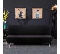 PETCUTE Copridivano Senza Braccioli Elastico copridivano per Divano Letto Senza braccioli Elasticizzato Nero