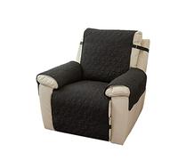 PETCUTE Copripoltrona Relax Reclinabile Trapuntato Universale,Copertura Salvadivano per Poltrona Antiscivolo per Protezione Divano con Fascia Elastica,Copridivano Trapuntato Reversibile,Nero