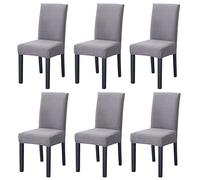 PETCUTE Coprisedia con Schienale Coprisedia Elasticizzato universali Cuscini coprisedia Coprisedia Sala da Pranzo Grigio 6 Pezzi