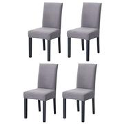 PETCUTE Coprisedia con Schienale Coprisedia Elasticizzato universali Cuscini coprisedia Coprisedia Sala da Pranzo Grigio 4 Pezzi