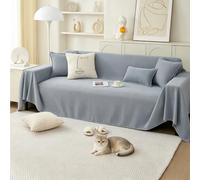 PETCUTE Telo Copridivano 2 3 4 Posti Mobili Protector,Copertura Divano Lavabile,Coperta Divano Ultrap Morbida, Gran Foulard per Divano Antimacchia, Telo Arredo Copritutto,Grigio Chiaro,180 * 340cm