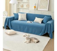 PETCUTE Telo Copridivano 2 3 4 Posti Mobili Protector,Copertura Divano Lavabile,Coperta Divano Ultrap Morbida, Gran Foulard per Divano Antimacchia, Telo Arredo Copritutto,Blu,180 * 340cm